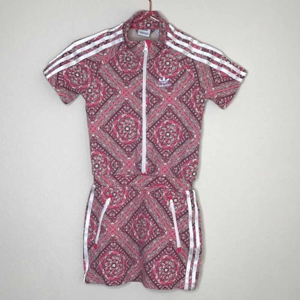 ‎Adidas pink print romper dress